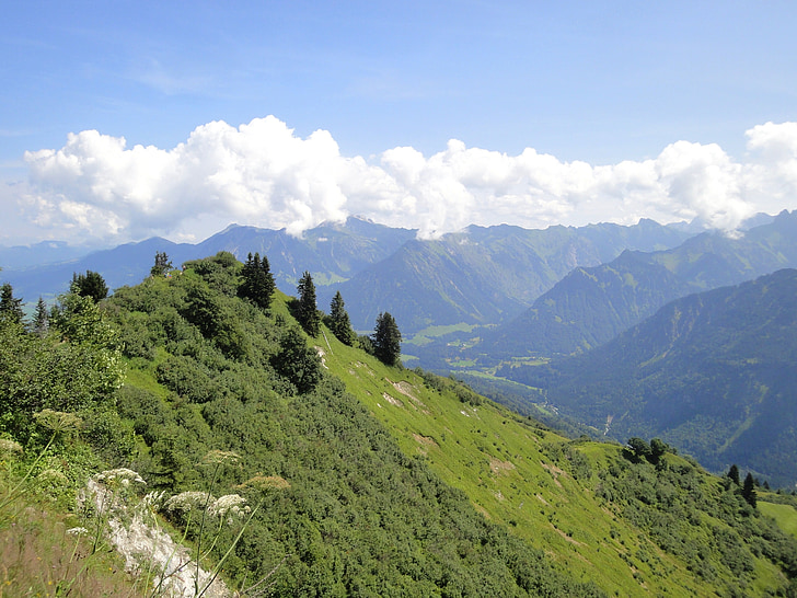 Oberstdorf, Alpine, Allgäu, Mountain, ktorým sa ukladá, Summit, pôsobivé