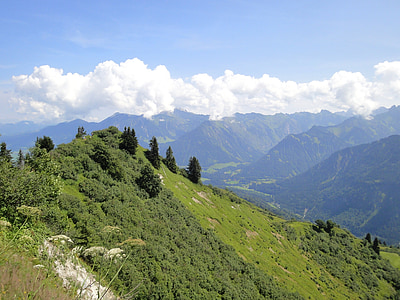 Oberstdorf, Alpine, Allgäu, Gunung, memaksakan, puncak, mengesankan