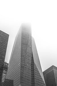 NYC, new york city, budynki, wieże, wznosi się wysoko, Architektura, czarno-białe