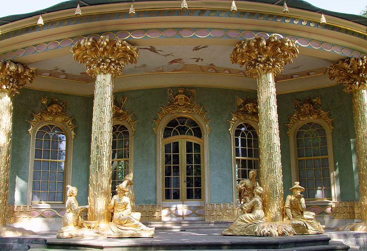 casa chino, casa de té, Parque de sanssouci, Potsdam, oro, adornos, arquitectura