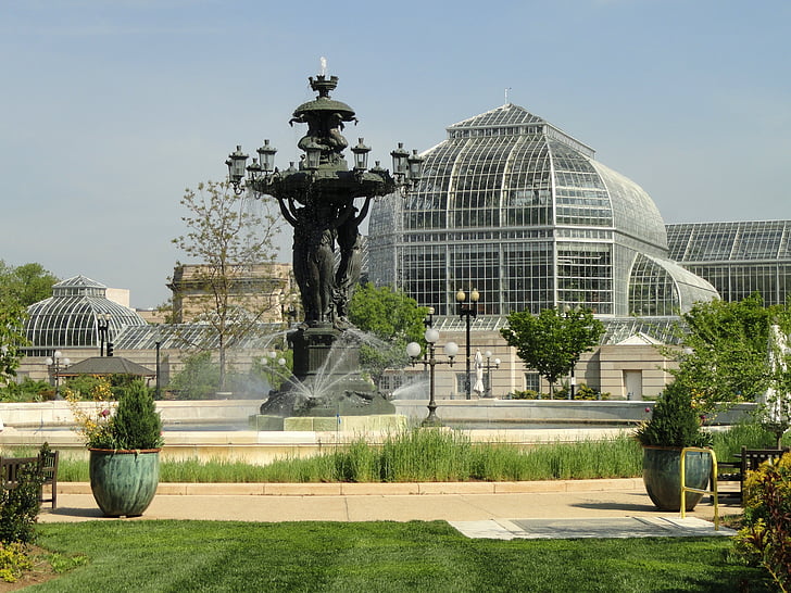 Frédéric Auguste Bartholdi fontein, Washington dc, Verenigde Staten, glazen huis, broeikasgassen, gebouw, Park