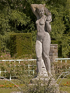 estatua de, mujer, escultura, ciudad, desnudez, Francia, Bourges