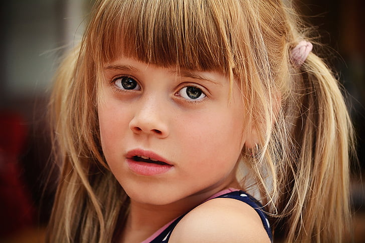 person, human, child, girl, blond, face, view