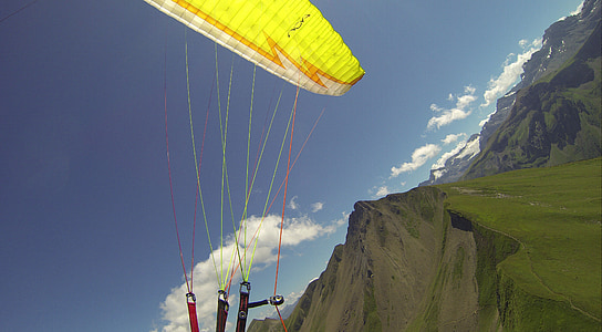 paragliding, lietať, letné, hory, dom, vánok, Engelberg