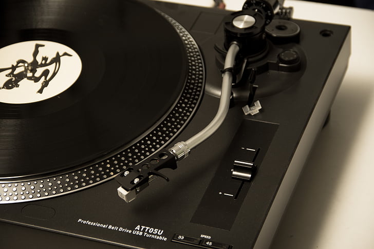 LP, DJ, música, jugador de registro, registro, placa giratoria, sonido