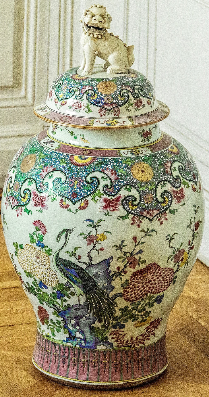 Vase, Pfau, Löwe, chinesische vase, Verziehrung, Kulturen, Töpferei