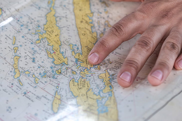 χέρι, Χάρτης, πλοήγηση, Χαρτογραφία, γκρο πλαν