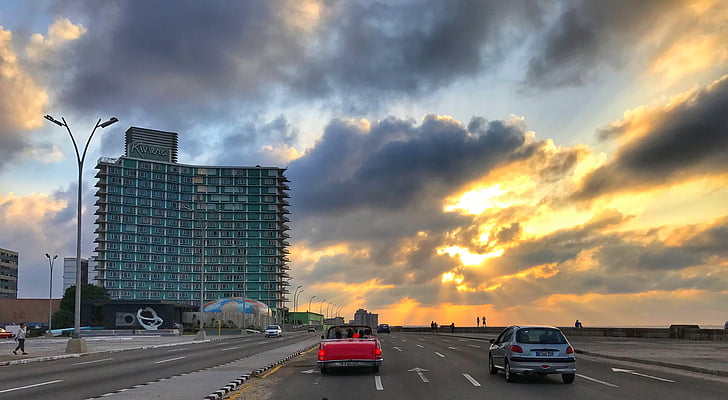 Malecón havà, Costa, posta de sol