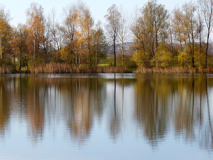 water, lake, perach, badesee, peracher bathing lake, altötting, autumn mood