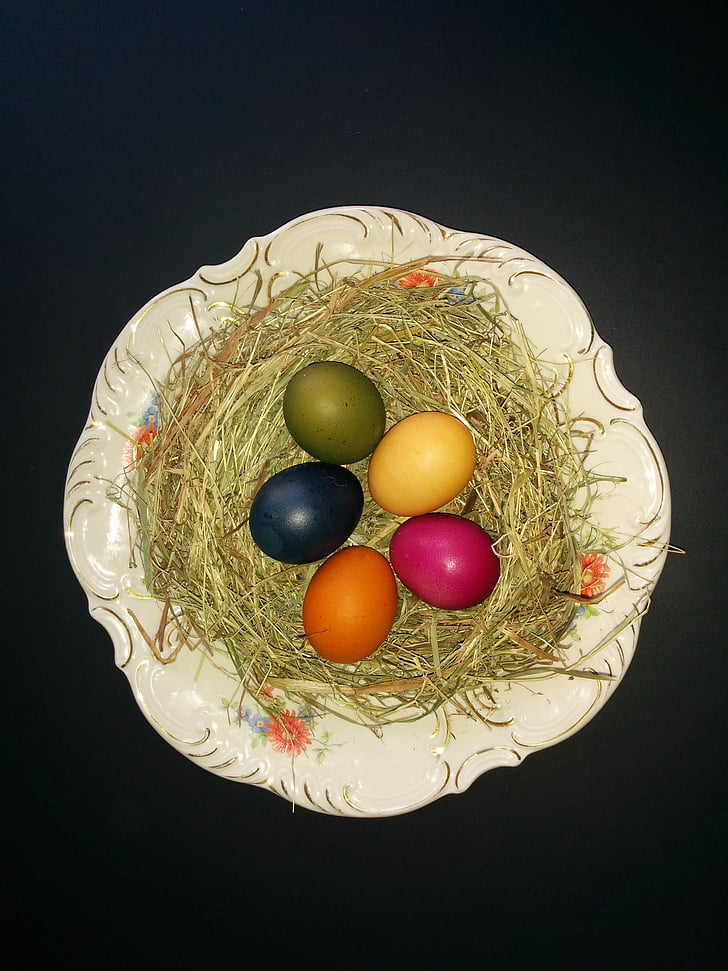 húsvéti tojás, festék tojás, Húsvét, tojás, húsvéti dekoráció, dekoráció, húsvéti fészek