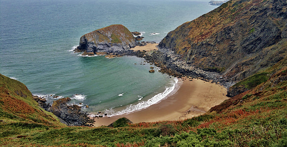 país de Gales, casaco de lã, mar, Baía, praia, paisagem, cênica