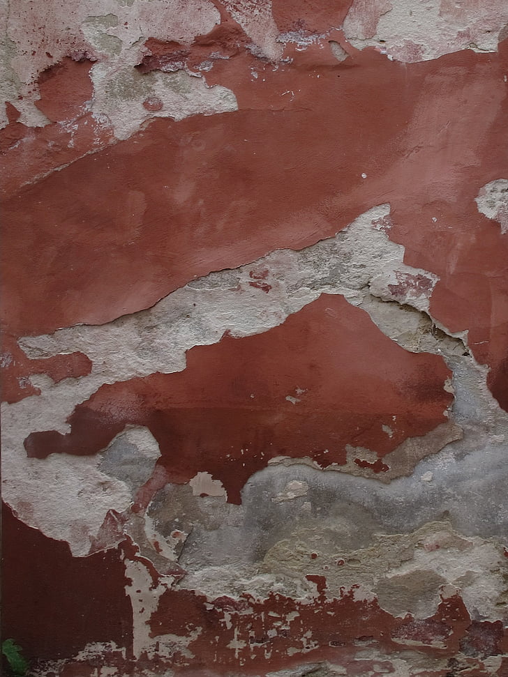 texture, wall, grunge, plaster, crumbled off, weathered, red