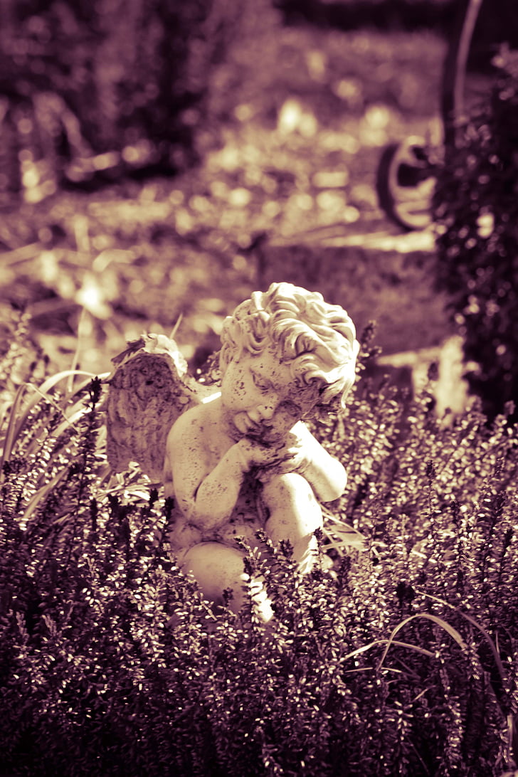 angel, cemetery, statue, figure, sculpture, tombstone, pray