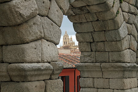 Segòvia, Espanya, antiga, Aqüeducte, romà, arc, punt de referència
