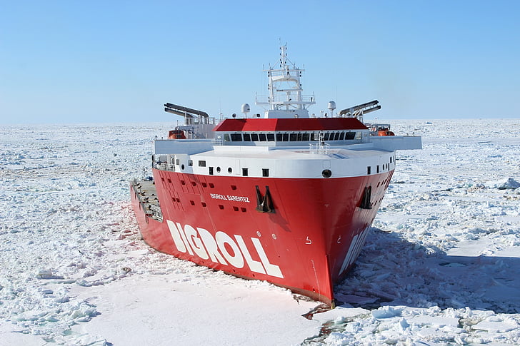 bigroll barentsz în gheaţă, bigroll, vas, bigroll vas, bigroll la locul de muncă, transport, navă marine