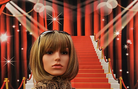 červený koberec, schodiště, Glamour, Žena, Pěkné, šik, sluneční brýle