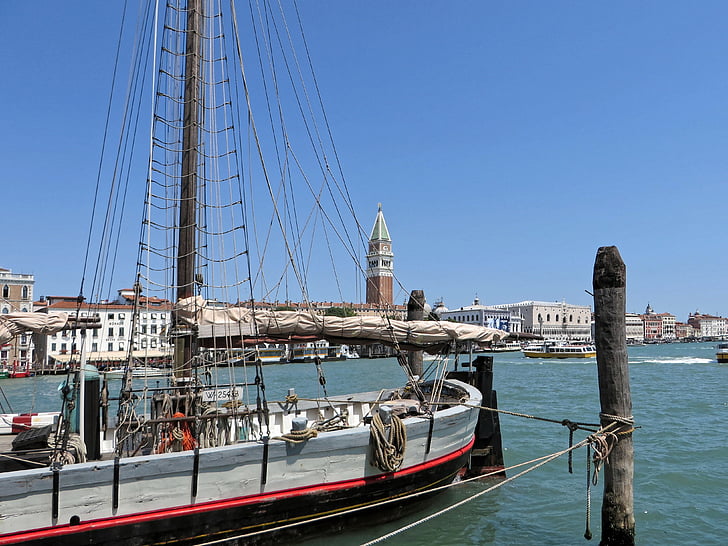 Italia, Venezia, Saint-marc, bassenget, båt, Wharf, Campanile