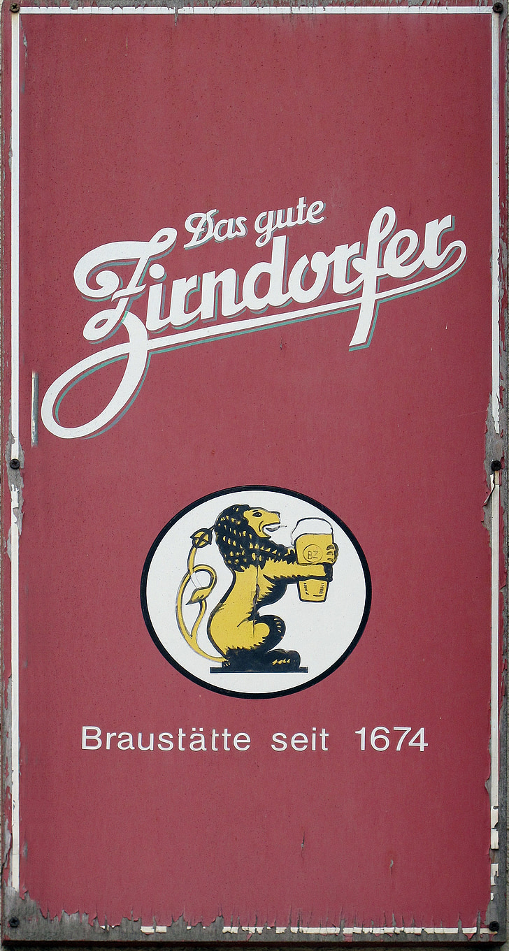 email sign, zirndorfer, beer, enamel, shield, old sign, advertising