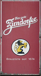 e-teken, zirndorfer, bier, glazuur, schild, oude teken, reclame