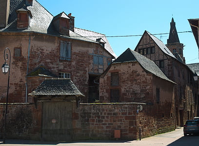 Marcillac, Aveyron, ház, utca, régi ház, régi házak