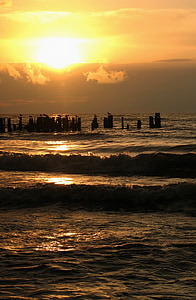 posta de sol, Mar, nit, el sol, Mar Bàltic, oest, la Costa