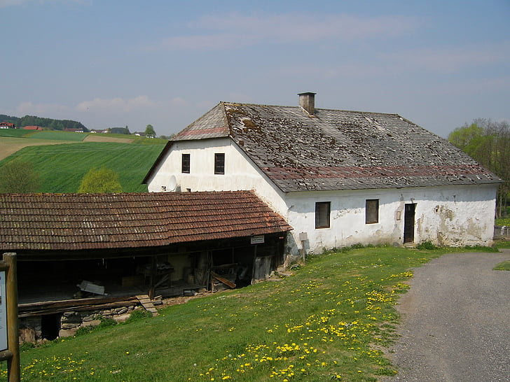 casa de campo, granero, edificio, antiguo, Escena rural, arquitectura