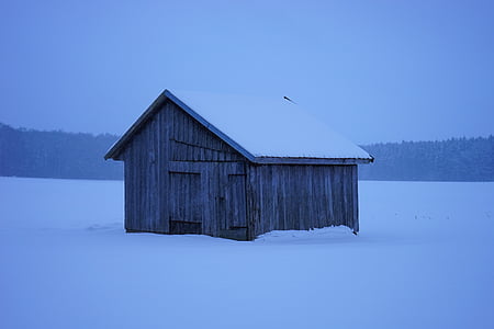 小屋, 雪, 小木屋, 规模, 寒冷, 感冒, 弗罗斯特