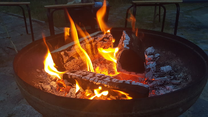огън, лагерен огън, горя, дървен материал, пламък, осветление, Барбекю