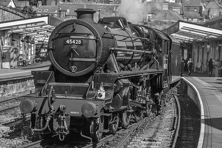 Steam, tåg, Whitby, England, gamla, järnvägsspår, transport