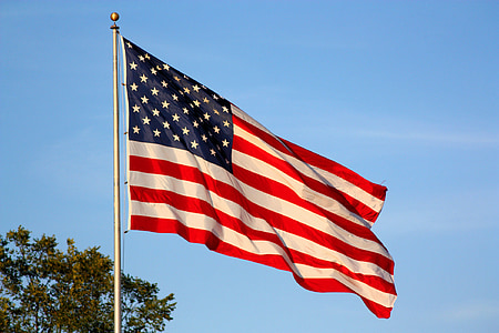 amerikansk flagg, vinker flagget, stjerner og striper