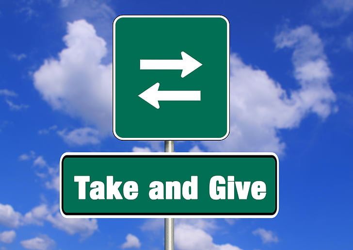 give and take, road sign, donation, arrows, font, lettering, credit