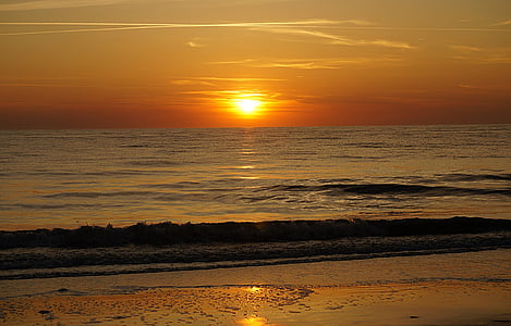 pôr do sol, Sylt, abendstimmung, romântico, Ilha, praia, Mar do Norte