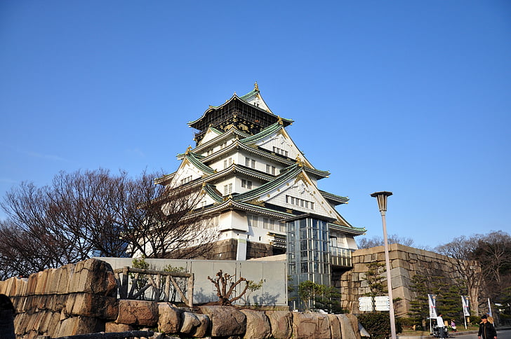 osaka castle, japan, osaka, construction