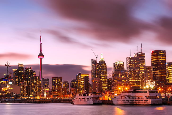 Toronto, Kanada, město, městský, Panorama, Panoráma města, obloha