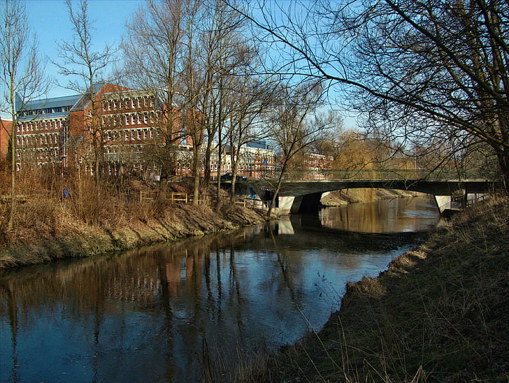 travebruecke, мост, здание, Бад-Ольдеслоэ, Германия, Река, Архитектура