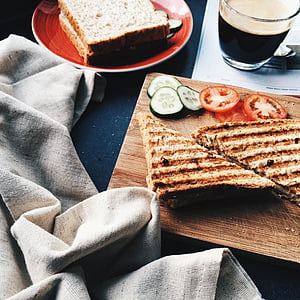 sandwich, grilled, toasted, lunch, espresso, bread, snack