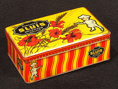 biscuits, box, tin, package, old, retro, historic