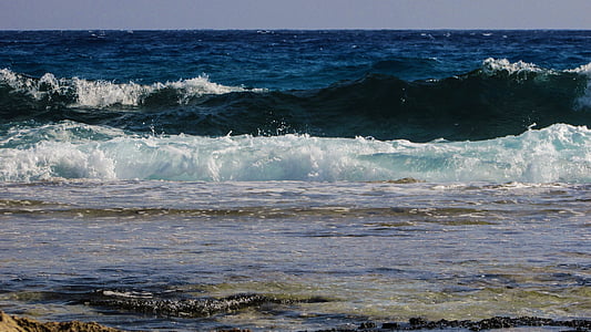 val, koji razbija, more, plaža, priroda, sprej, pjena