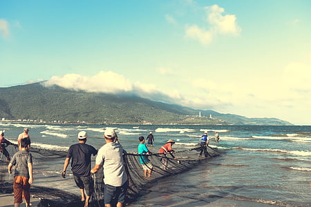 люди В'єтнаму, ngư dân Дананг, люди Дананг, люди, море, на відкритому повітрі, Природа