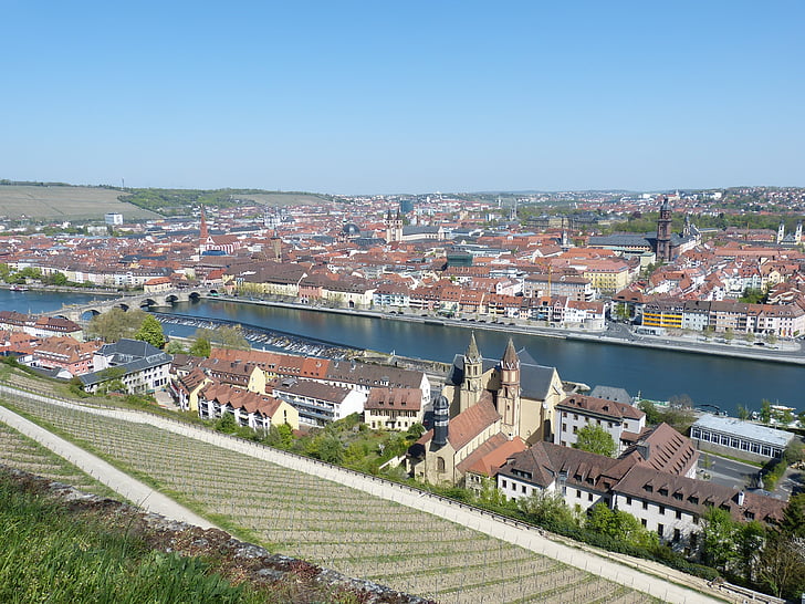 Würzburg, Bayern, schweiziska franc, historiskt sett, gamla stan, arkitektur, Visa
