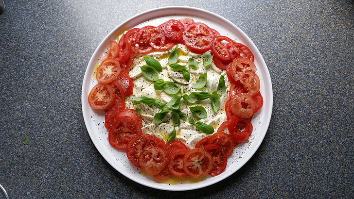 tomatoes, food, italian, red, delicious, healthy, tomato mozzarella
