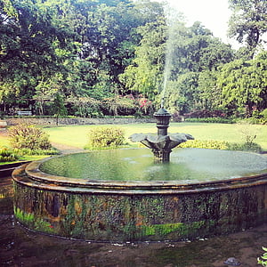 Brunnen, Jahrgang, Grunge, Botanischer Garten, Indonesien, Grün, Umgebung