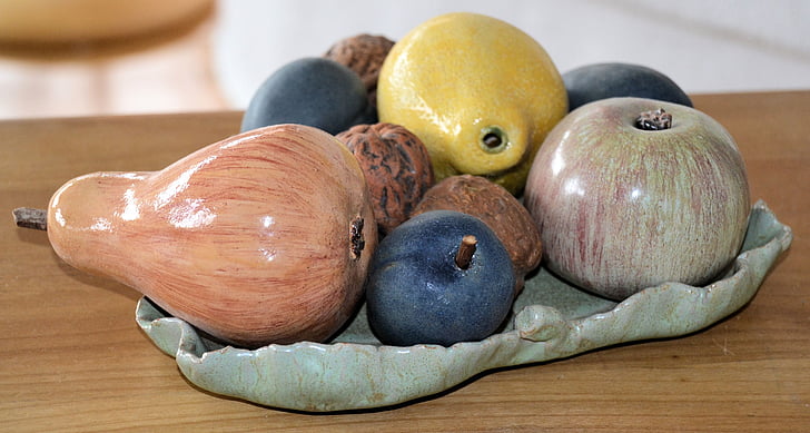 Natiurmortas, keramika, vaisių, Menas, apdaila, meniškai, maisto