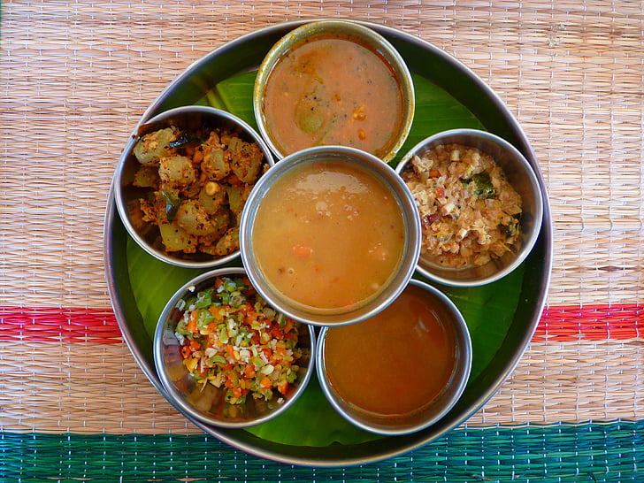 Thali, indiske køkken, spise, måltid, velsmagende, mad, suppe