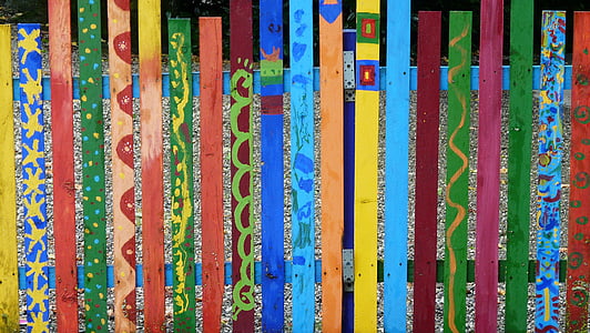 pagar Taman, kayu, warna-warni, warna