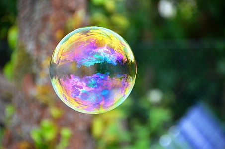 såpeboble, flyter, farge, iriserende, boble, boble tryllestav, sårbarheten