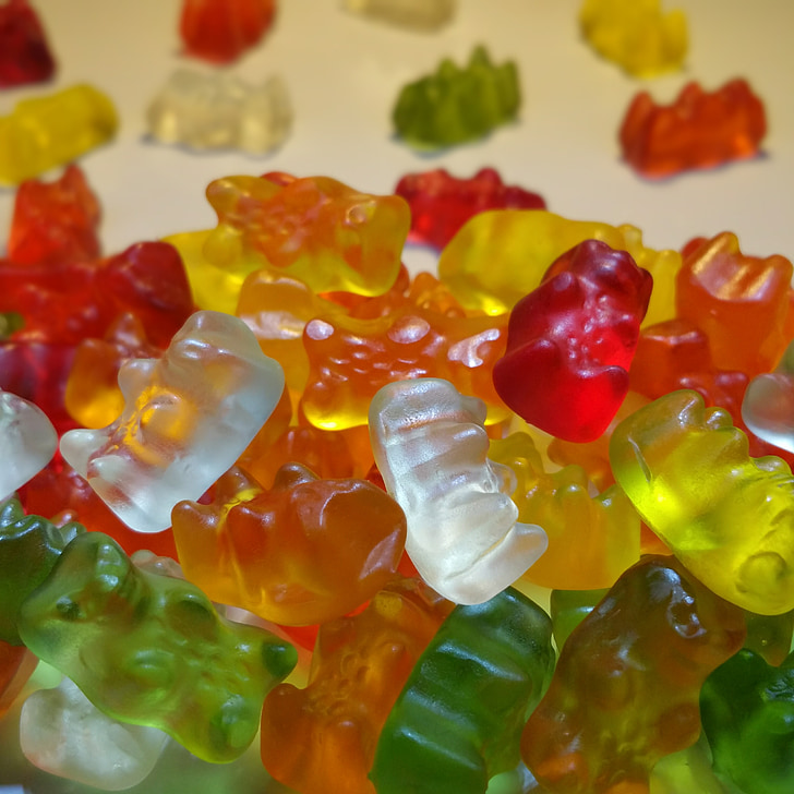 Gummibärchen, Gummi bears, medve, Gyümölcs kisselek, Haribo, háttérkép