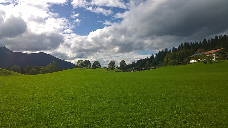 grasland, Alm, Beieren, Alpine, Alpine meadow, landbouw, Panorama