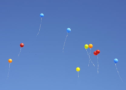 baloane, cer, culori, cer, albastru, distractiv, vara