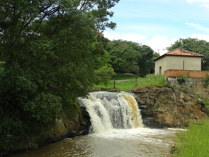 vattenfall, gård, Ipanema, landsbygdens zon, Rio, litet hus, byn